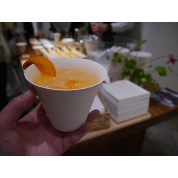 Compostable Tumbler Cups filled with orange juice