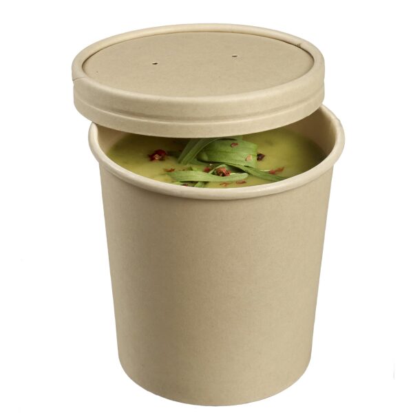 Medium Bamboo Pulp Soup Cup filled with soup