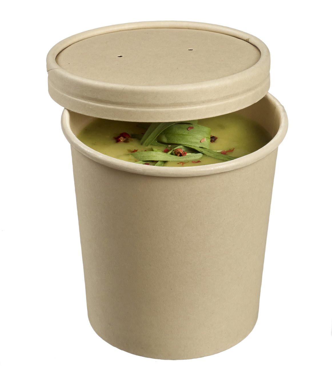 Medium Bamboo Pulp Soup Cup filled with soup