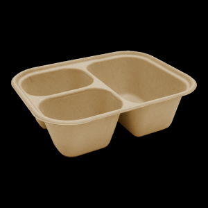 Three Compartment Fiber Food Container, 48oz.