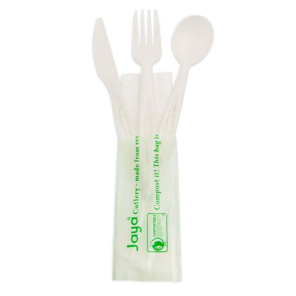 Compostable CPLA Cutlery Set Wrapped. Heavy Weight 6.5"